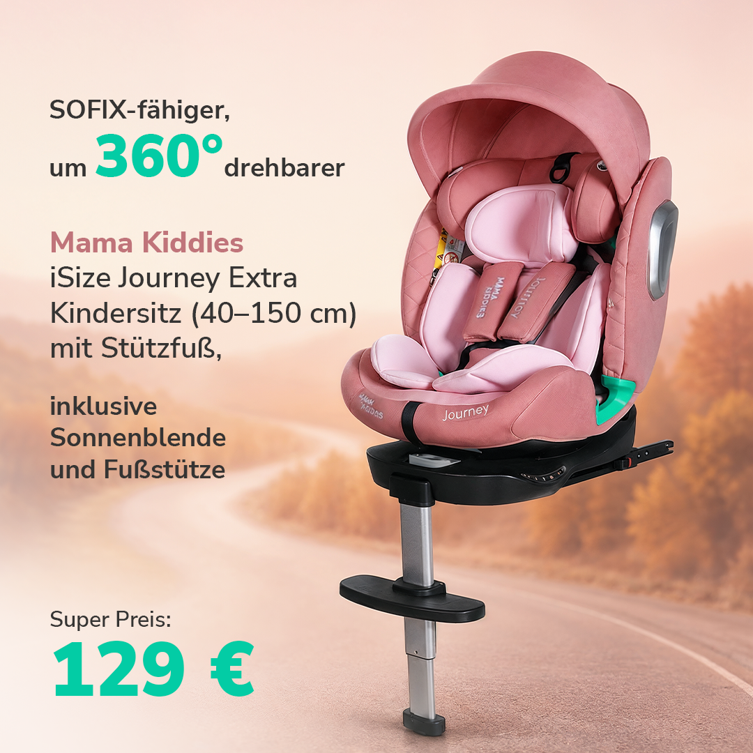 ISOFIX-fähiger, um 360° drehbarer Mama Kiddies® iSize Journey Extra Kindersitz