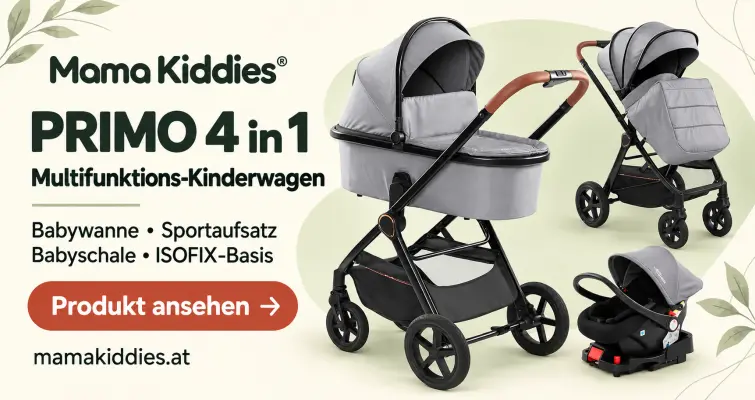 Mama Kiddies® PRIMO 4-in-1 Multifunktions-Kinderwagen in Grau