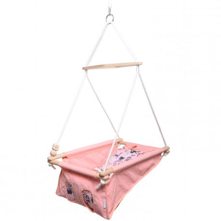 Incababy Babyschaukel in Pink mit Katzenmustern
