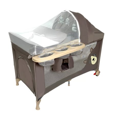 Mama Kiddies® Sweet Dreams – Multifunktionales Reisebett, Braun, mit Bärenmotiv