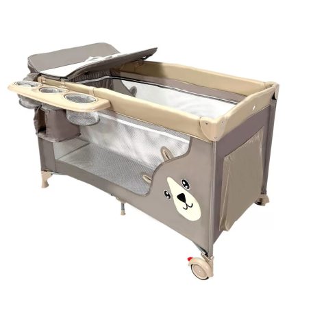Mama Kiddies® Sweet Dreams – Multifunktionales Reisebett, Braun, mit Bärenmotiv