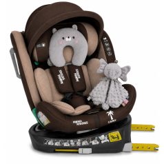  ISOFIX 360° drehbarer Mama Kiddies® iSize Capry Kindersitz (40–150 cm) in Beige/Braun + Geschenk