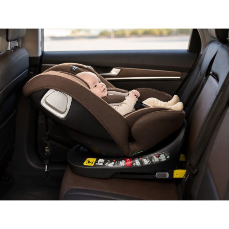 ISOFIX 360° drehbarer Mama Kiddies® iSize Capry Kindersitz (40–150 cm) in Beige/Braun + Geschenk