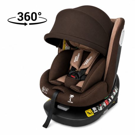ISOFIX 360° drehbarer Mama Kiddies® iSize Capry Kindersitz (40–150 cm) in Beige/Braun + Geschenk