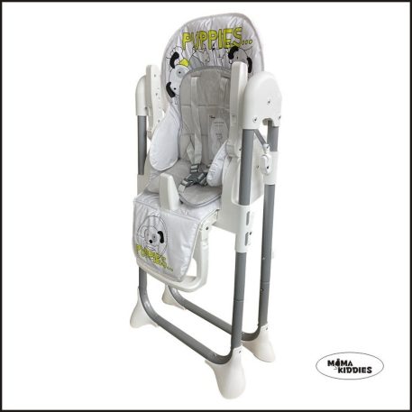 Mama Kiddies ProComfort NewLine multifunktionaler Hochstuhl in Grau mit Hundemuster + Geschenk
