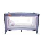 BABYMAXI utazóágy szürke színben rózsaszín unikornis mintával ajándék szúnyoghálóval