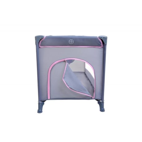 BABYMAXI utazóágy szürke színben rózsaszín unikornis mintával ajándék szúnyoghálóval