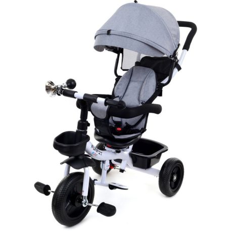 FunFit Kids Twist tricikli tolókarral és lábtartóval szürke színben (360°-ban forgatható ülés)