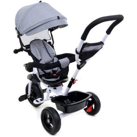 FunFit Kids Twist tricikli tolókarral és lábtartóval szürke színben (360°-ban forgatható ülés)