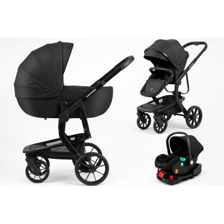 Mama Kiddies® Icon 4-in-1-Multifunktionskinderwagen mit Zubehör in Schwarz, inklusive ISOFIX-Basis + Geschenk