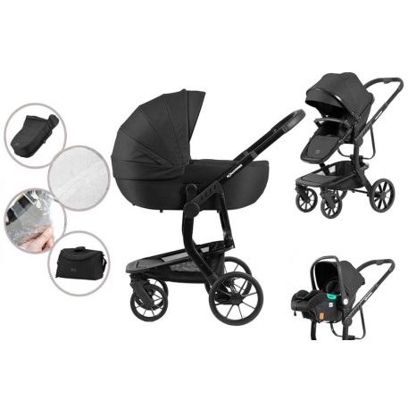 Mama Kiddies Icon 3-in-1 Multifunktionskinderwagen mit Zubehör in Schwarz + Geschenk