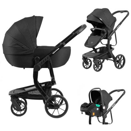Mama Kiddies® Icon 3-in-1 Multifunktionskinderwagen mit Zubehör in Schwarz + Geschenk