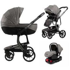   Mama Kiddies® Icon 4-in-1 Multifunktionskinderwagen mit Zubehör in Grau, mit ISOFIX-Basisstation + Geschenk