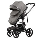 Mama Kiddies® Icon 4-in-1 Multifunktionskinderwagen mit Zubehör in Grau, mit ISOFIX-Basisstation + Geschenk