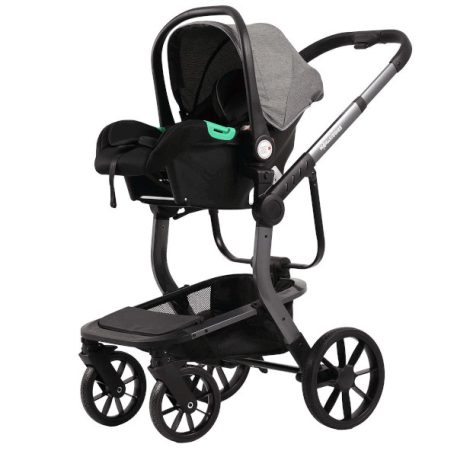 Mama Kiddies® Icon 4-in-1 Multifunktionskinderwagen mit Zubehör in Grau, mit ISOFIX-Basisstation + Geschenk