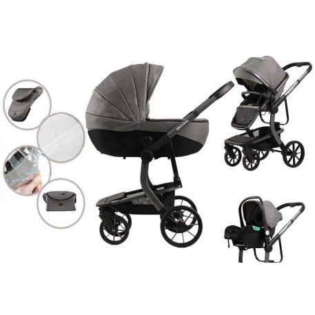Mama Kiddies Icon 3-in-1 Multifunktionskinderwagen mit Zubehör in Grau + Geschenk