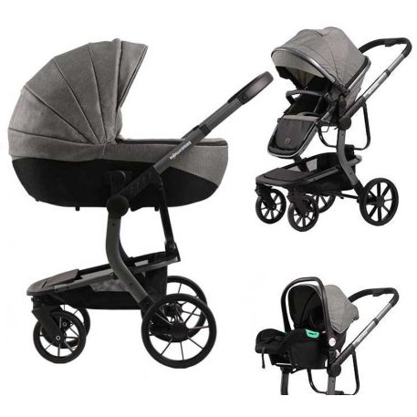 Mama Kiddies® Icon 3-in-1 Multifunktionskinderwagen mit Zubehör in Grau + Geschenk