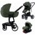 Mama Kiddies® Icon 4-in-1 Multifunktionskinderwagen mit Zubehör in Grün, mit ISOFIX-Basisstation + Geschenk
