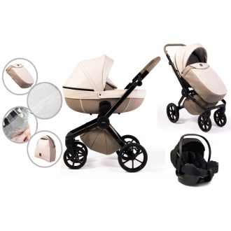   Mama Kiddies Luxor 3-in-1 Multifunktions-Kinderwagen in Latte mit Zubehör + Geschenk