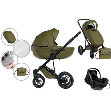 Mama Kiddies Max 500 3-in-1 Multifunktionskinderwagen in Oliv mit Zubehör + Geschenk