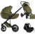 Mama Kiddies® Max 500 3-in-1 Multifunktionskinderwagen in Oliv mit Zubehör + Geschenk