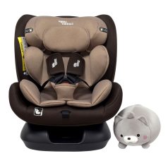   Mama Kiddies Nova Luxe i-Size Kindersitz mit Sicherheitsgurtbefestigung – braun (40–150 cm) + GRATIS Nackenkissen