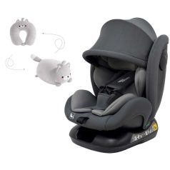   Mama Kiddies Nova Luxe i-Size Kindersitz mit Sicherheitsgurtbefestigung – hellgrau (40–150 cm) + GRATIS Nackenkissen