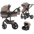 Mama Kiddies® Evening Star 3in1 Multi-Kinderwagen mit Zubehör in der Farbe Beige-Braun + Geschenk
