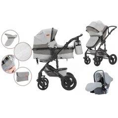   Mama Kiddies Evening Star 3in1 Multi-Kinderwagen mit Zubehör in der Farbe Grau + Geschenk
