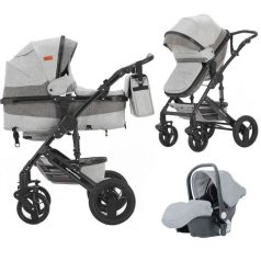   Mama Kiddies® Evening Star 3in1 Multi-Kinderwagen mit Zubehör in der Farbe Grau + Geschenk