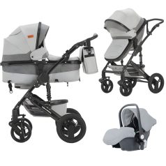   Mama Kiddies® Evening Star 3in1 Multi-Kinderwagen mit Zubehör in der Farbe Grau + Geschenk