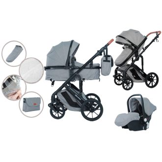   Mama Kiddies Grey Dove 3-in-1 Multifunktions-Kinderwagen mit Zubehör in Grau + Geschenk