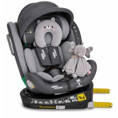  ISOFIX 360° drehbarer Mama Kiddies® iSize Capry Kindersitz (40–150 cm) in Grau + Geschenk