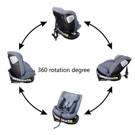 ISOFIX 360° drehbarer Mama Kiddies® iSize Capry Kindersitz (40–150 cm) in Grau + Geschenk