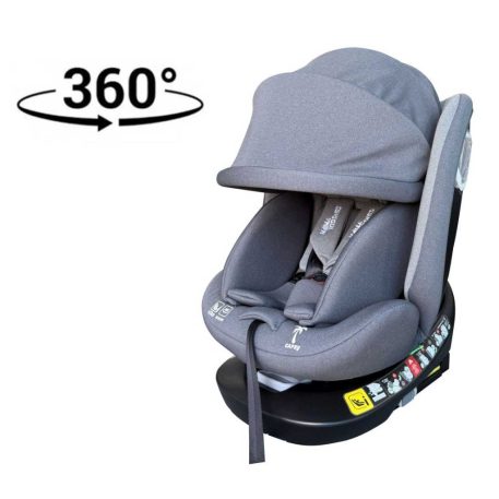 ISOFIX 360° drehbarer Mama Kiddies® iSize Capry Kindersitz (40–150 cm) in Grau + Geschenk
