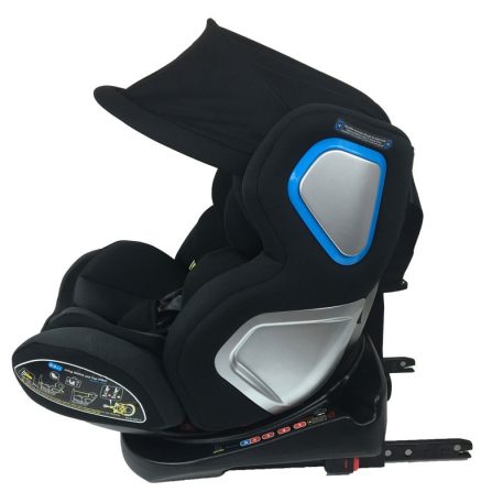 ISOFIX  360°-in drehbarer Mama Kiddies Champion Sicherheits - Autositz (0-36 kg) Farbe  dunkel grau mit Sonnenschirm als Geschenk
