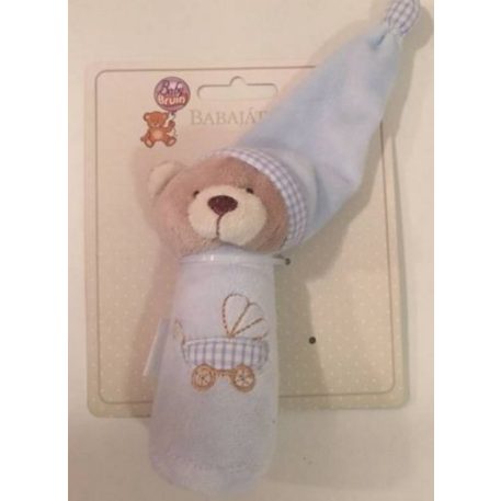 Pfeifplüschteddy mit Mütze 13 cm - blau