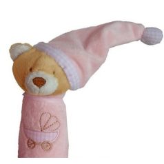 Pfeifplüschteddy mit Mütze 13 cm - blau