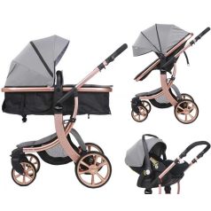   Kinderwagen Mama Kiddies® Sun Grey ELITE 3 in 1 mit Zubehör in hellgrau + Geschenk
