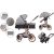 Kinderwagen Mama Kiddies Sun Black ELITE 3 in 1 mit Zubehör in hellgrau + Geschenk