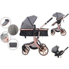   Kinderwagen Mama Kiddies Sun Black ELITE 3 in 1 mit Zubehör in grau + Geschenk