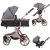Mama Kiddies® Sun Grey ELITE 3 in 1 Kinderwagen mit Zubehör in grau + Geschenk