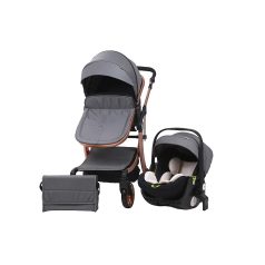   Kinderwagen Mama Kiddies Sun Black ELITE 3 in 1 mit Zubehör in grau + Geschenk