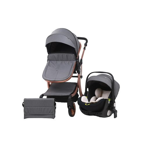 Kinderwagen Mama Kiddies Sun Black ELITE 3 in 1 mit Zubehör in grau + Geschenk