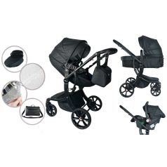   Mama Kiddies New York 3-in-1 Multifunktions-Kinderwagen mit Zubehör in Schwarz + Geschenk