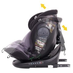   Black November - ISOFIX 360° drehbarer Mama Kiddies i-Size Power GT2 Kindersitz (40-150 cm) in Dunkelgrau mit gratis Sonnenschutz
