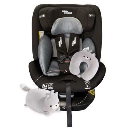 ISOFIX 360° drehbarer Mama Kiddies iSize Capry Kindersitz (40–150 cm) in Schwarz + Geschenk