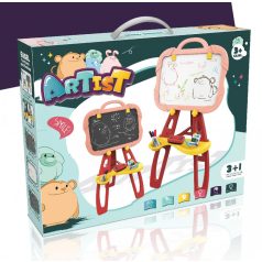 Zweiseitige Magneten-Tafel mit vielen Extras - rot-pink