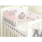 Mama Kiddies Baby Bear 6 teilige Bettwäsche für Babys mit einem Bettrand in 180° in Rosa mit Elefantenmuster