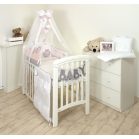 Mama Kiddies Baby Bear 6 teilige Bettwäsche für Babys mit einem Bettrand in 180° in Rosa mit Elefantenmuster